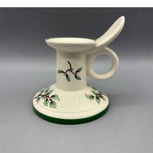 Spode Christmas Tree Chamberstick Candle‎ Holder Holly Mistletoe England